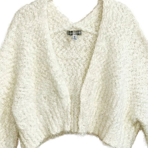 Urban Outfitters Fuzzy Cropped Cardigan Ivory M Soft Textured Sweater - Picture 3 of 7